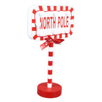 Christmas Stop Here Decor Metal Solid Wood LED Delicate Santa Stop Here Tree Topper for Christmas Party Rectangle 15.8x8x28.5cm