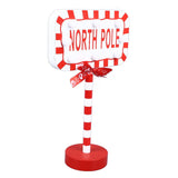 Christmas Stop Here Decor Metal Solid Wood LED Delicate Santa Stop Here Tree Topper for Christmas Party Rectangle 15.8x8x28.5cm - Side View