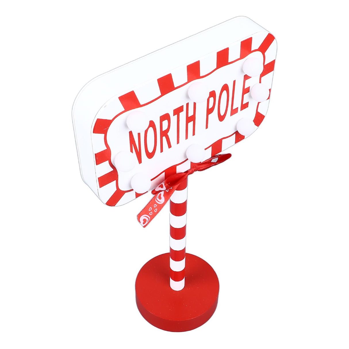 Christmas Stop Here Decor Metal Solid Wood LED Delicate Santa Stop Here Tree Topper for Christmas Party Rectangle 15.8x8x28.5cm