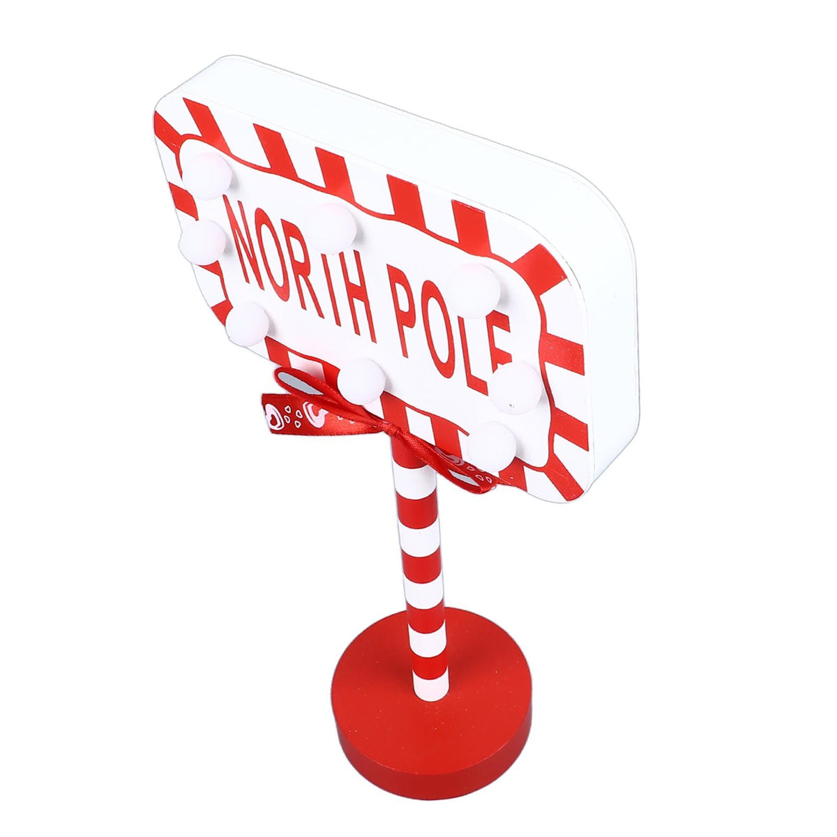 Christmas Stop Here Decor Metal Solid Wood LED Delicate Santa Stop Here Tree Topper for Christmas Party Rectangle 15.8x8x28.5cm