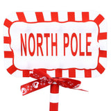 Christmas Stop Here Decor Metal Solid Wood LED Delicate Santa Stop Here Tree Topper for Christmas Party Rectangle 15.8x8x28.5cm - Extra Image