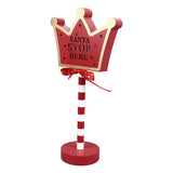 Christmas Stop Here Decor Metal Solid Wood LED Delicate Santa Stop Here Tree Topper for Christmas Party Crown 15.5x8.5x30.5cm