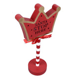 Christmas Stop Here Decor Metal Solid Wood LED Delicate Santa Stop Here Tree Topper for Christmas Party Crown 15.5x8.5x30.5cm