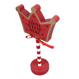 Christmas Stop Here Decor Metal Solid Wood LED Delicate Santa Stop Here Tree Topper for Christmas Party Crown 15.5x8.5x30.5cm