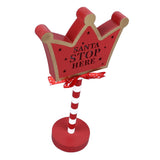 Christmas Stop Here Decor Metal Solid Wood LED Delicate Santa Stop Here Tree Topper for Christmas Party Crown 15.5x8.5x30.5cm - Low Angle