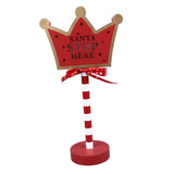 Christmas Stop Here Decor Metal Solid Wood LED Delicate Santa Stop Here Tree Topper for Christmas Party Crown 15.5x8.5x30.5cm