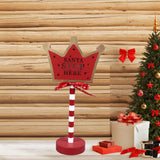Christmas Stop Here Decor Metal Solid Wood LED Delicate Santa Stop Here Tree Topper for Christmas Party Crown 15.5x8.5x30.5cm - Extra Image