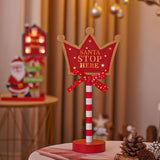 Christmas Stop Here Decor Metal Solid Wood LED Delicate Santa Stop Here Tree Topper for Christmas Party Crown 15.5x8.5x30.5cm
