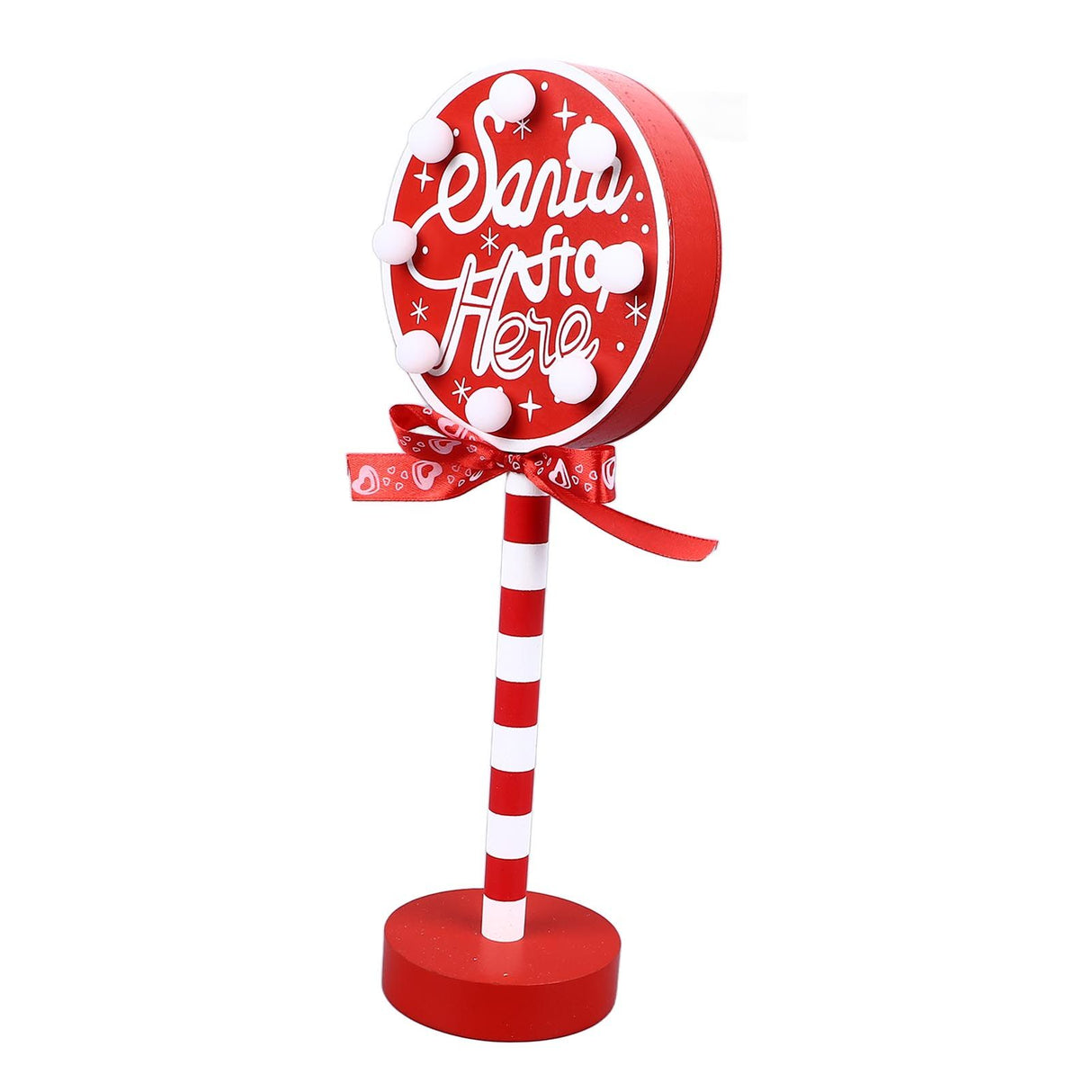 Christmas Stop Here Decor Metal Solid Wood LED Delicate Santa Stop Here Tree Topper for Christmas Party Round 12x8x30.5cm