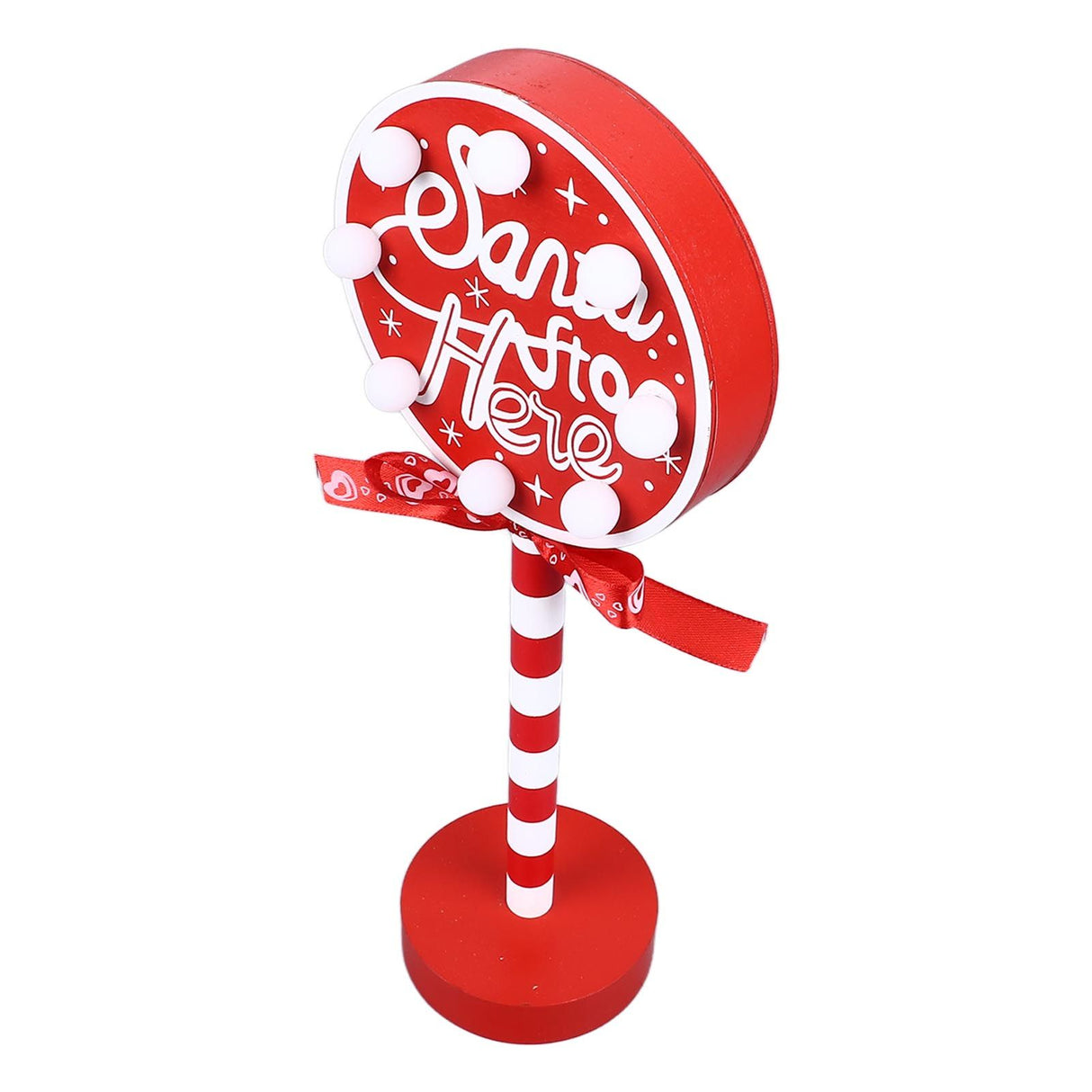 Christmas Stop Here Decor Metal Solid Wood LED Delicate Santa Stop Here Tree Topper for Christmas Party Round 12x8x30.5cm