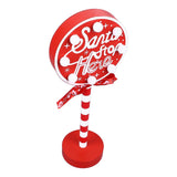 Christmas Stop Here Decor Metal Solid Wood LED Delicate Santa Stop Here Tree Topper for Christmas Party Round 12x8x30.5cm - 45-Degree Angle