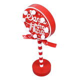 Christmas Stop Here Decor Metal Solid Wood LED Delicate Santa Stop Here Tree Topper for Christmas Party Round 12x8x30.5cm
