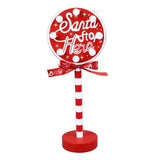 Christmas Stop Here Decor Metal Solid Wood LED Delicate Santa Stop Here Tree Topper for Christmas Party Round 12x8x30.5cm - Extra Image