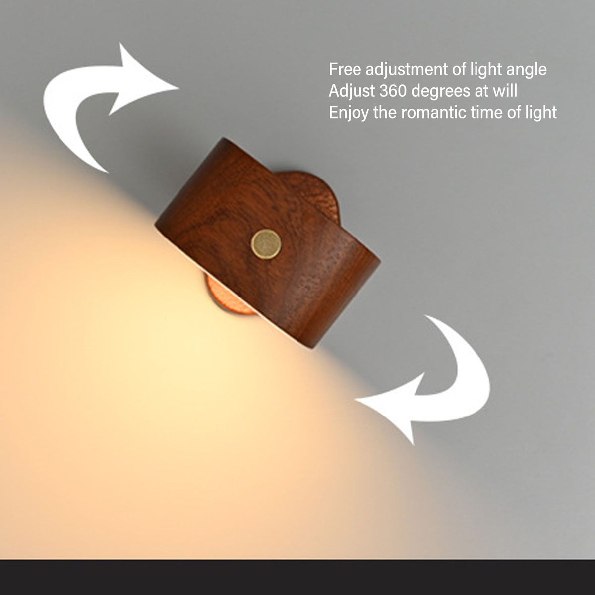 Wooden Magnetic Wall Lamp Portable Bedside Square Night Light Dimmable Wall Mounted Night Light Walnut