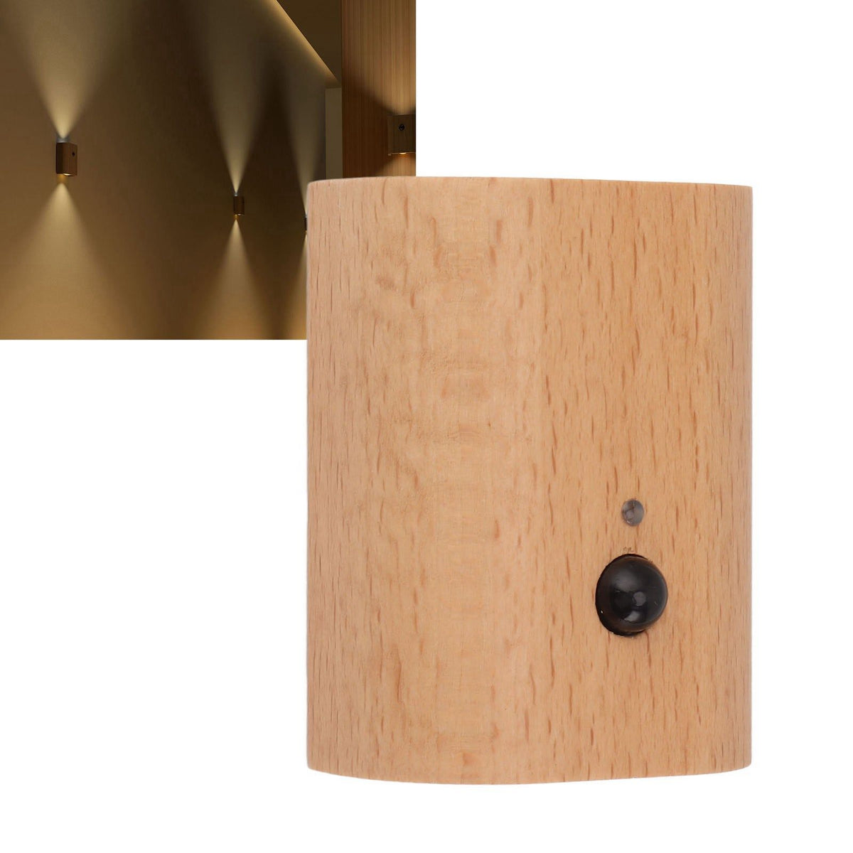 Step Light Wall Sconce Beech Wood Motion Dusk to Dawn Sensor Magnet 2 Side Lighting USB Rechargeable LED Wall Light
