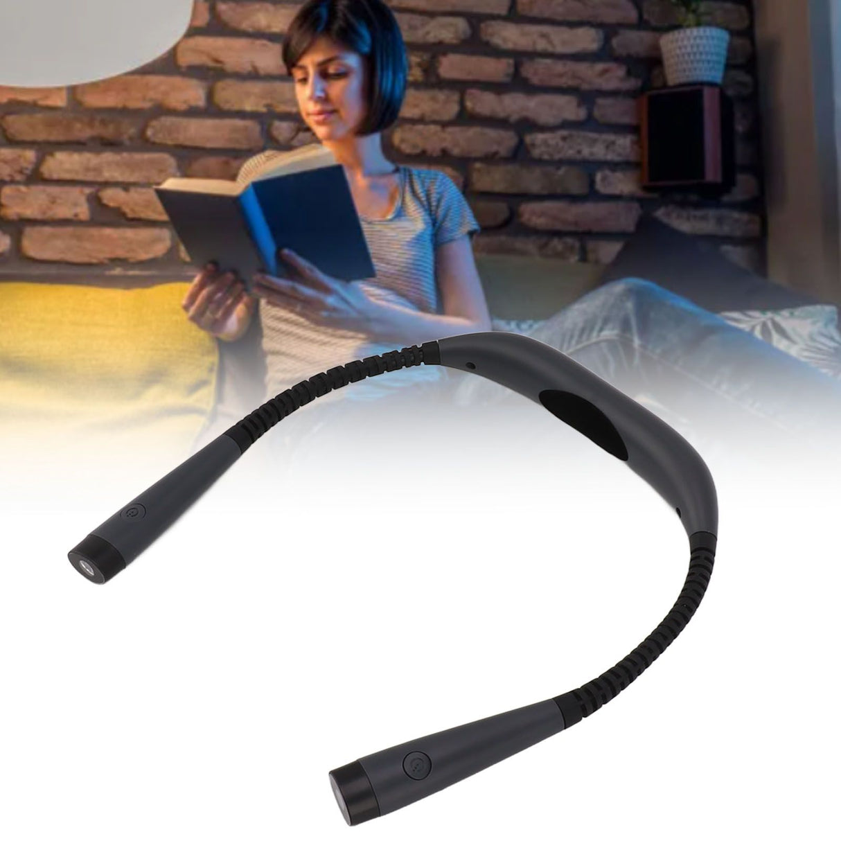 LED Neck Reading Light 3 Colors 3 Bright Level 1000mAh Rechargeable Battery Bendable Arms Book Light for Knitting