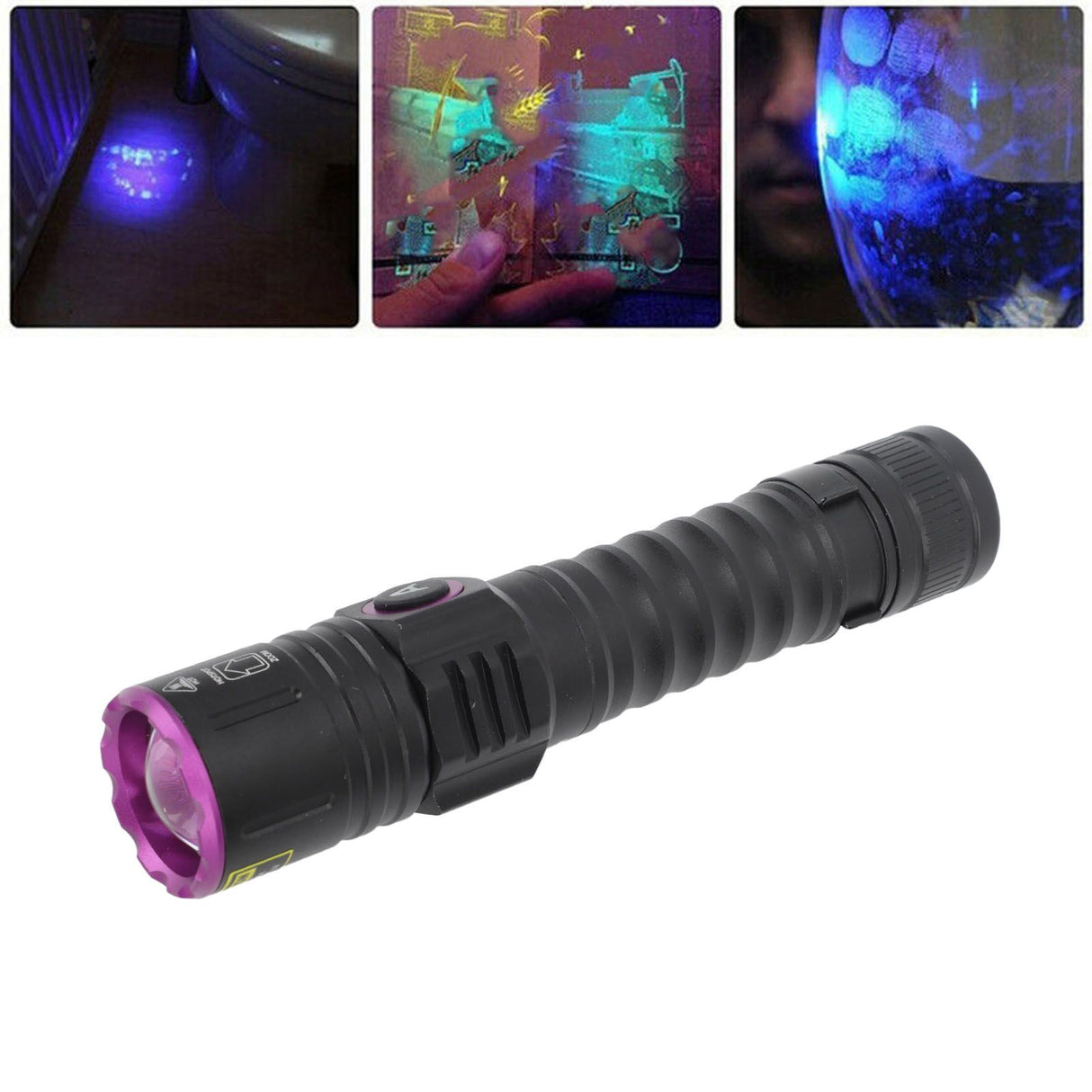 UV 395nm Flashlight USB Rechargeable Portable Handheld UV Flashlight Detection for Dog Urine Pet Stains