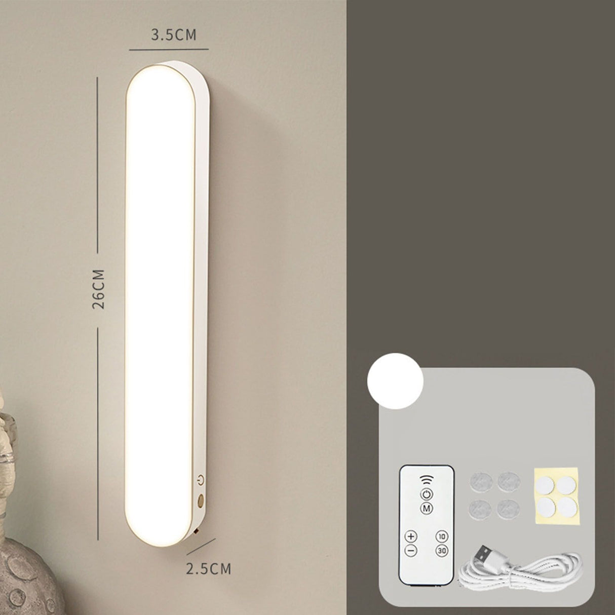 Under Cabinet Light LED Dimmable Magnetic USB Closet Stick On Light Wall Reading Lamp for Bedside Dorm Kitchen Wardrobe Charging Type