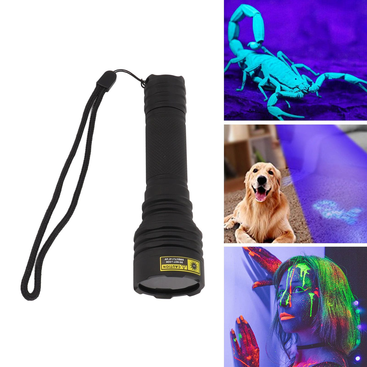 365nm UV LED Flashlight Portable Detection UV Flashlight with Black Optical Filter for Pet Urine Detection Gum Curing