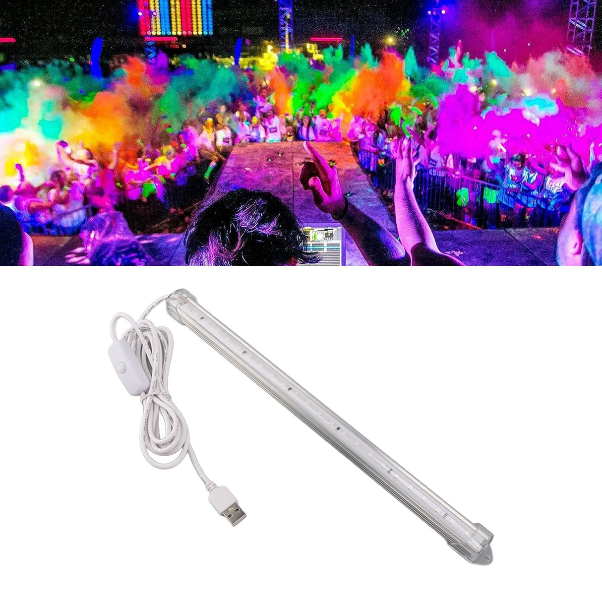 Ultraviolet Light Tube 395nm USB Powered 5W 24 Light Beads Excellent Heat Dissipation Ultraviolet Light Bar for Party Stage UV Glue Curing