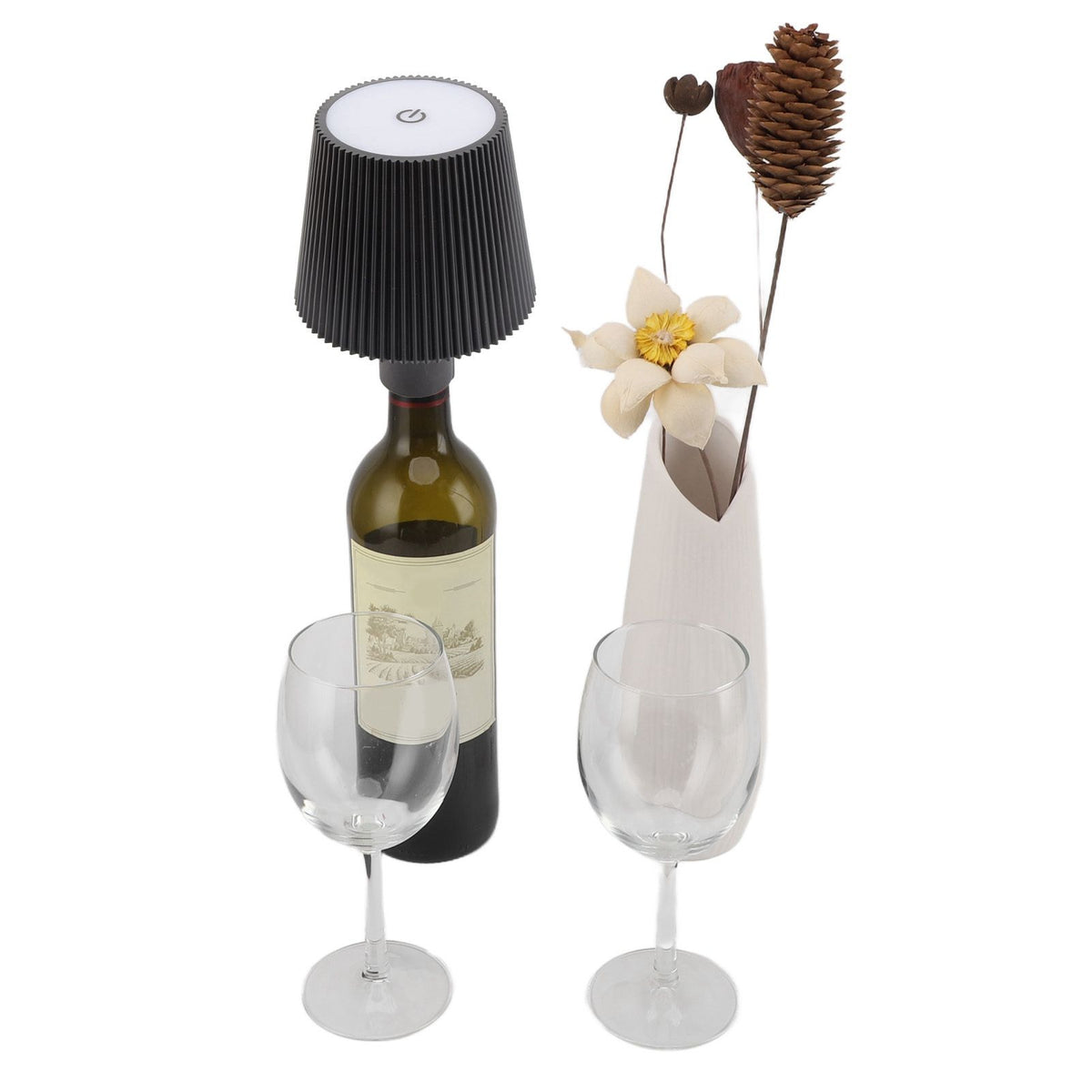 Wine Bottle LED Lamp Cordless Waterproof Table Lamp 2000mAh Rechargeable Night Light for Outdoors Bars Restaurant Black