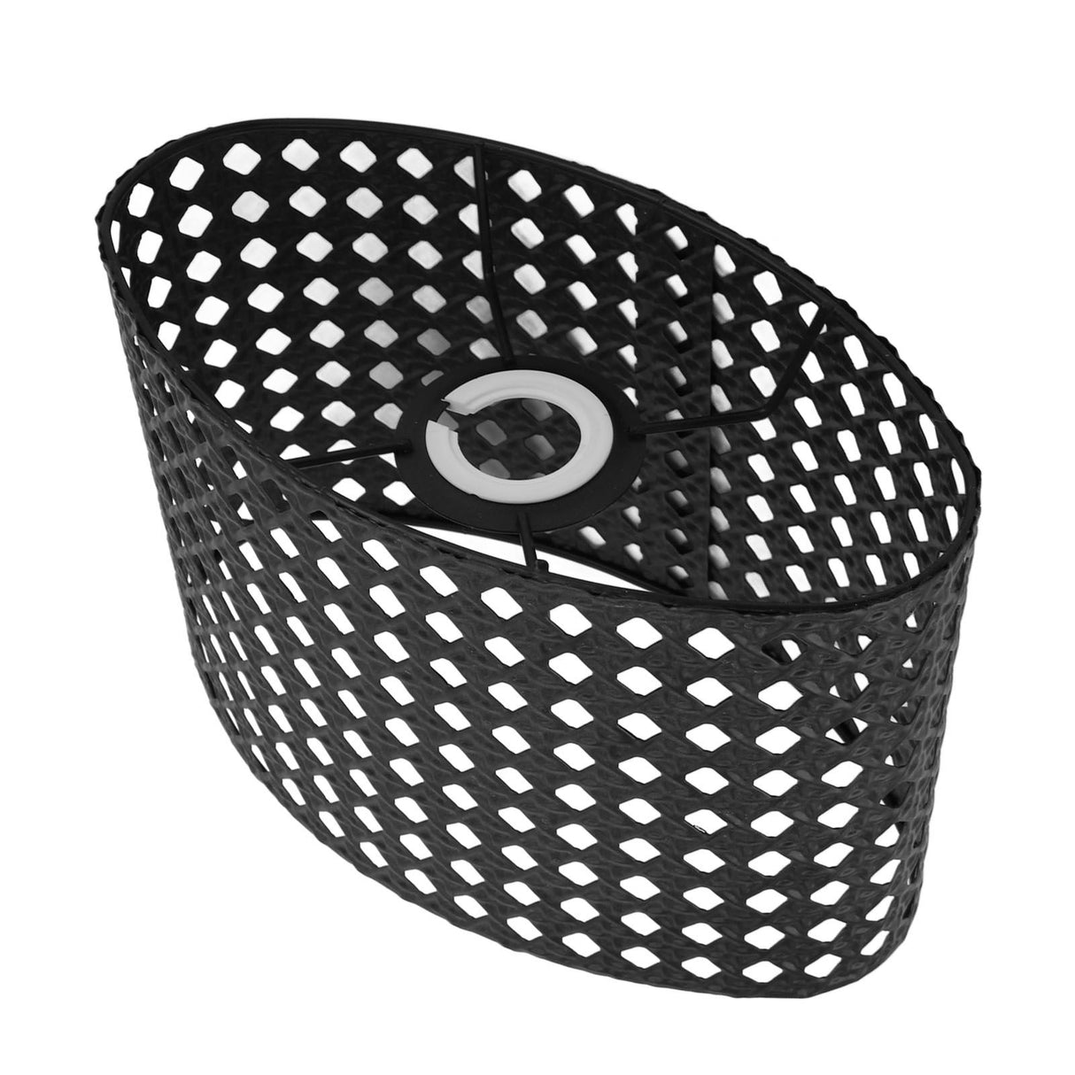 Iron Hollow Oval Lampshade Metal Engraving Hollow Lampshade Compatible for E27 E14 Caliber Lampholders Black