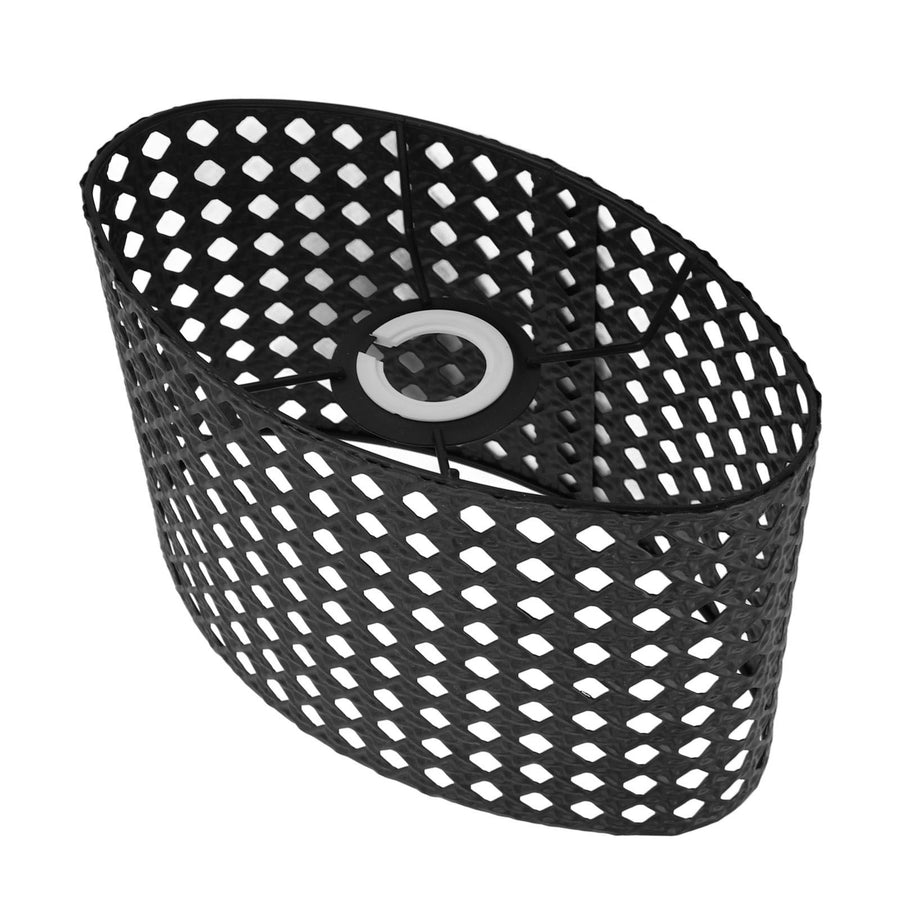 Iron Hollow Oval Lampshade Metal Engraving Hollow Lampshade Compatible for E27 E14 Caliber Lampholders Black