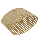 Iron Hollow Oval Lampshade Metal Engraving Hollow Lampshade Compatible for E27 E14 Caliber Lampholders Yellow - Side View