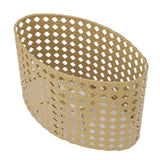 Iron Hollow Oval Lampshade Metal Engraving Hollow Lampshade Compatible for E27 E14 Caliber Lampholders Yellow - Top-Down View