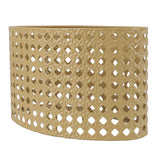 Iron Hollow Oval Lampshade Metal Engraving Hollow Lampshade Compatible for E27 E14 Caliber Lampholders Yellow - Close-Up Angle