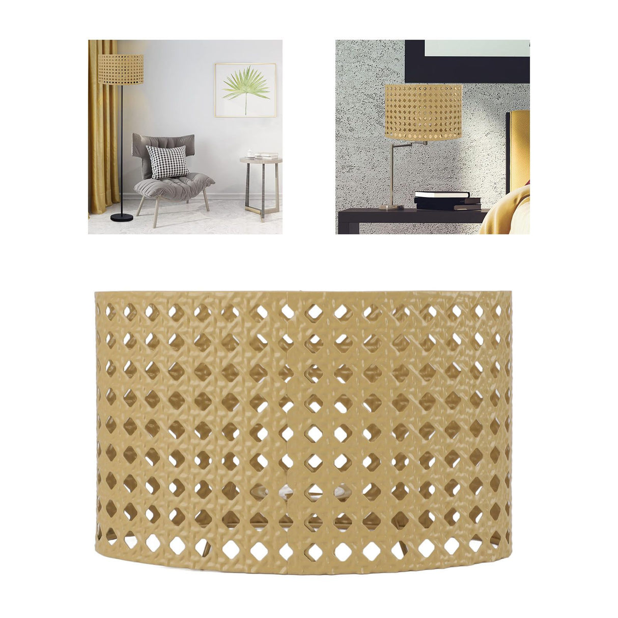 Iron Hollow Oval Lampshade Metal Engraving Hollow Lampshade Compatible for E27 E14 Caliber Lampholders Yellow