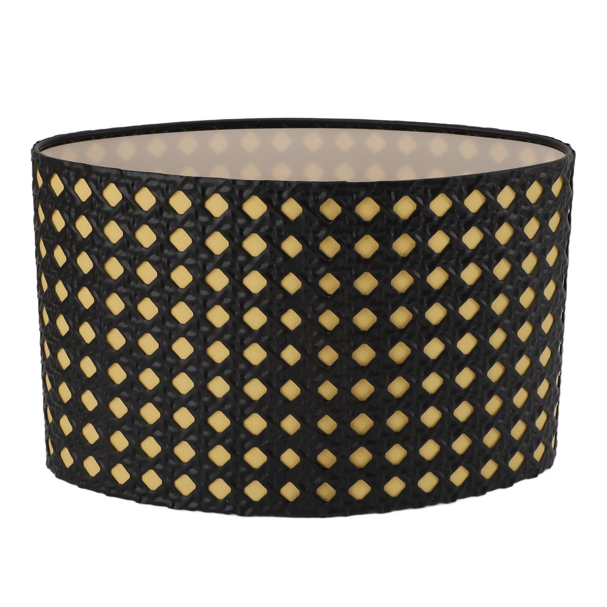 Lampshade Oval Shaped Hollow Metal Carved Compatible E27 E14 Caliber Lampholders Lamp Cover for Office Bedroom Living Room Black and Yellow Liner