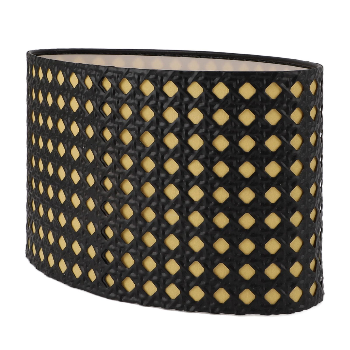 Lampshade Oval Shaped Hollow Metal Carved Compatible E27 E14 Caliber Lampholders Lamp Cover for Office Bedroom Living Room Black and Yellow Liner