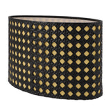 Lampshade Oval Shaped Hollow Metal Carved Compatible E27 E14 Caliber Lampholders Lamp Cover for Office Bedroom Living Room Black and Yellow Liner