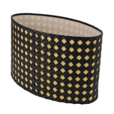 Lampshade Oval Shaped Hollow Metal Carved Compatible E27 E14 Caliber Lampholders Lamp Cover for Office Bedroom Living Room Black and Yellow Liner - Close-Up Angle