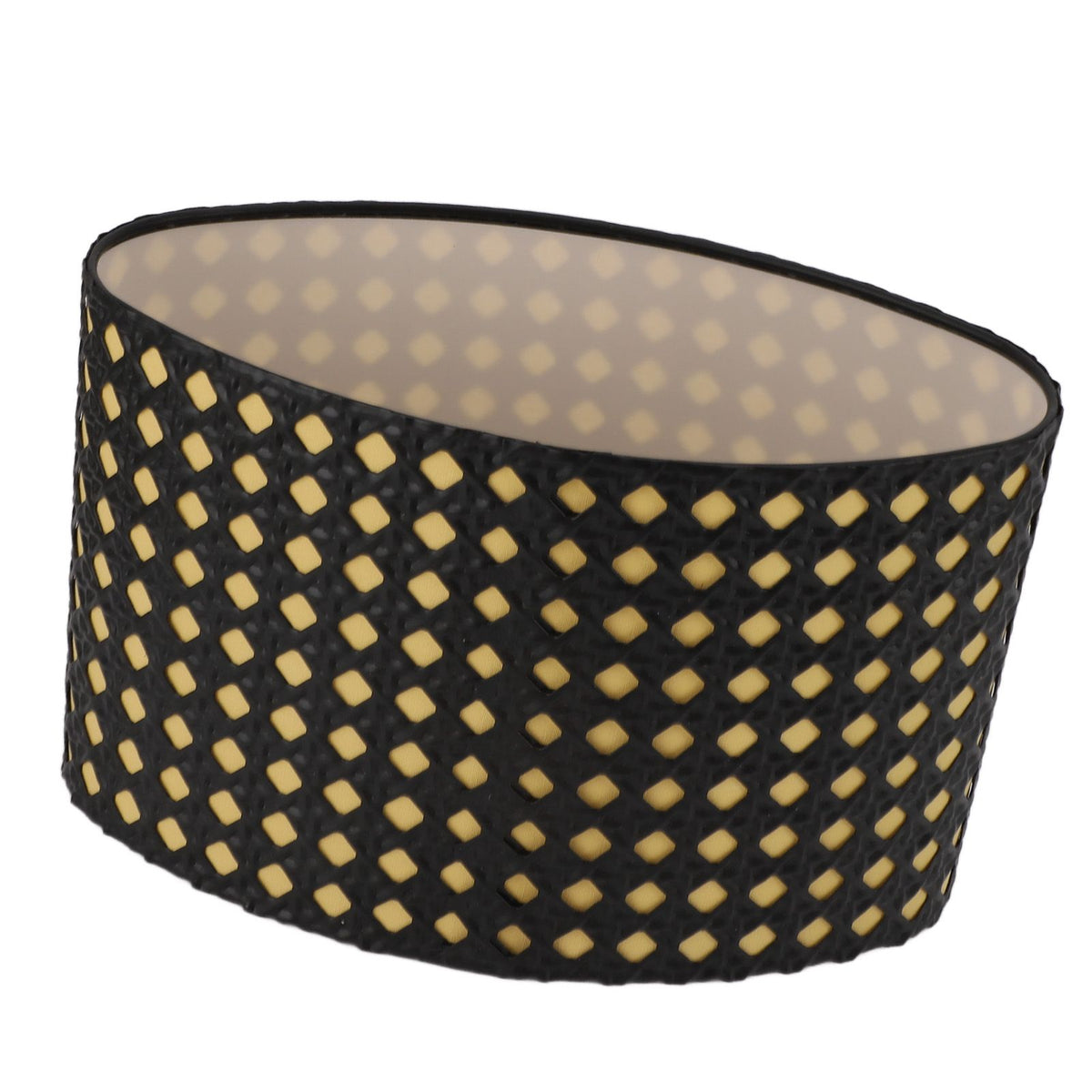 Lampshade Oval Shaped Hollow Metal Carved Compatible E27 E14 Caliber Lampholders Lamp Cover for Office Bedroom Living Room Black and Yellow Liner