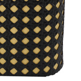 Lampshade Oval Shaped Hollow Metal Carved Compatible E27 E14 Caliber Lampholders Lamp Cover for Office Bedroom Living Room Black and Yellow Liner