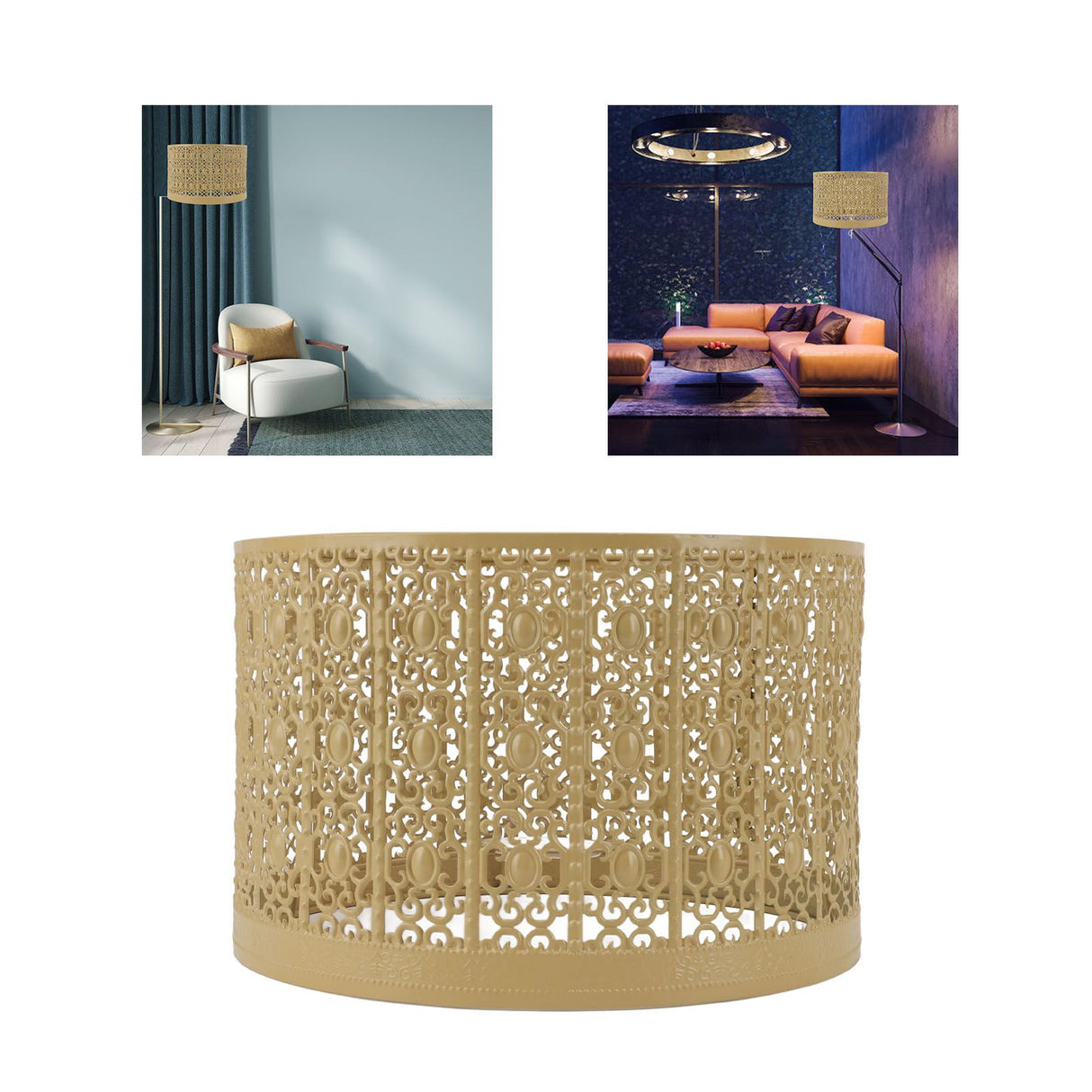 Lamp Shade Hollow Out Metal E27 E14 Clip On Easy Installation Durable Lamp Cover for Table Bedroom Living Room Home Yellow