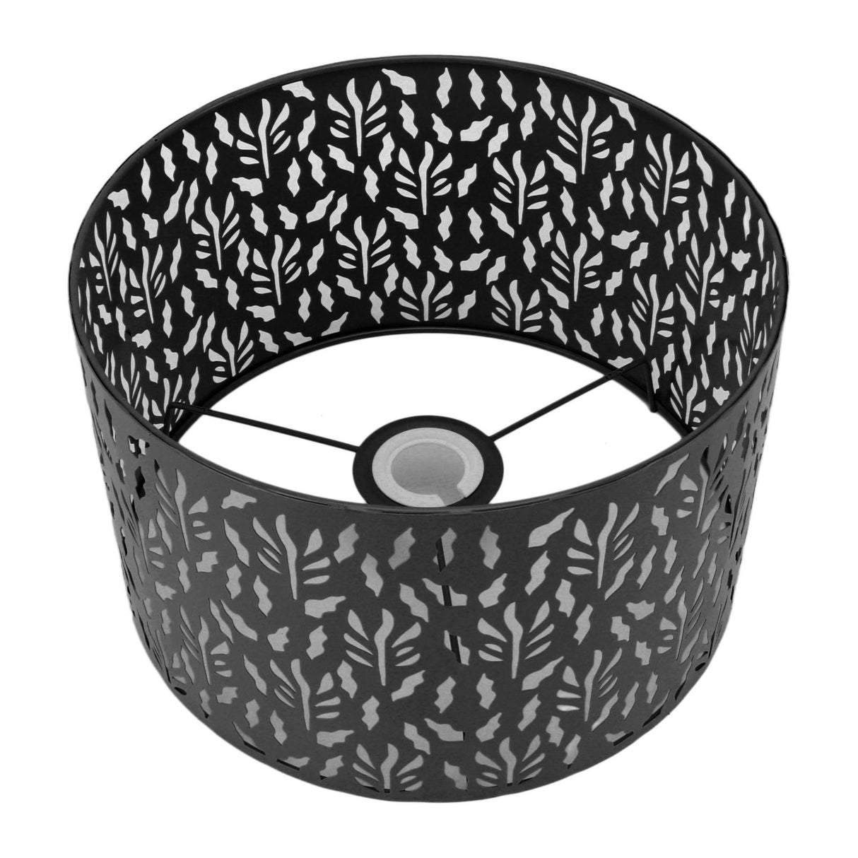 Metal Lamp Shades Hollow Carved Lampshade Modern Style Hollow Lampshade Compatible with E27 E14 Lamp Holder Water Grass Leaf Black