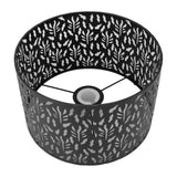 Metal Lamp Shades Hollow Carved Lampshade Modern Style Hollow Lampshade Compatible with E27 E14 Lamp Holder Water Grass Leaf Black - Top-Down View