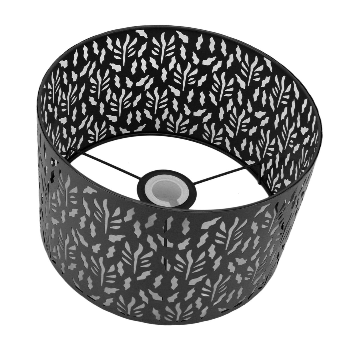 Metal Lamp Shades Hollow Carved Lampshade Modern Style Hollow Lampshade Compatible with E27 E14 Lamp Holder Water Grass Leaf Black