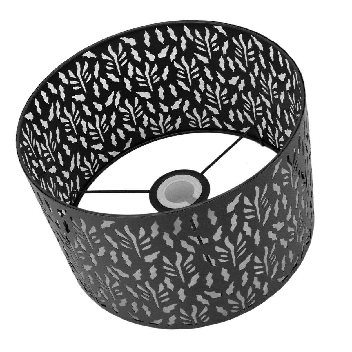 Metal Lamp Shades Hollow Carved Lampshade Modern Style Hollow Lampshade Compatible with E27 E14 Lamp Holder Water Grass Leaf Black