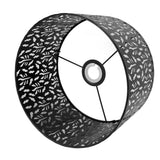 Metal Lamp Shades Hollow Carved Lampshade Modern Style Hollow Lampshade Compatible with E27 E14 Lamp Holder Water Grass Leaf Black - Close-Up Angle