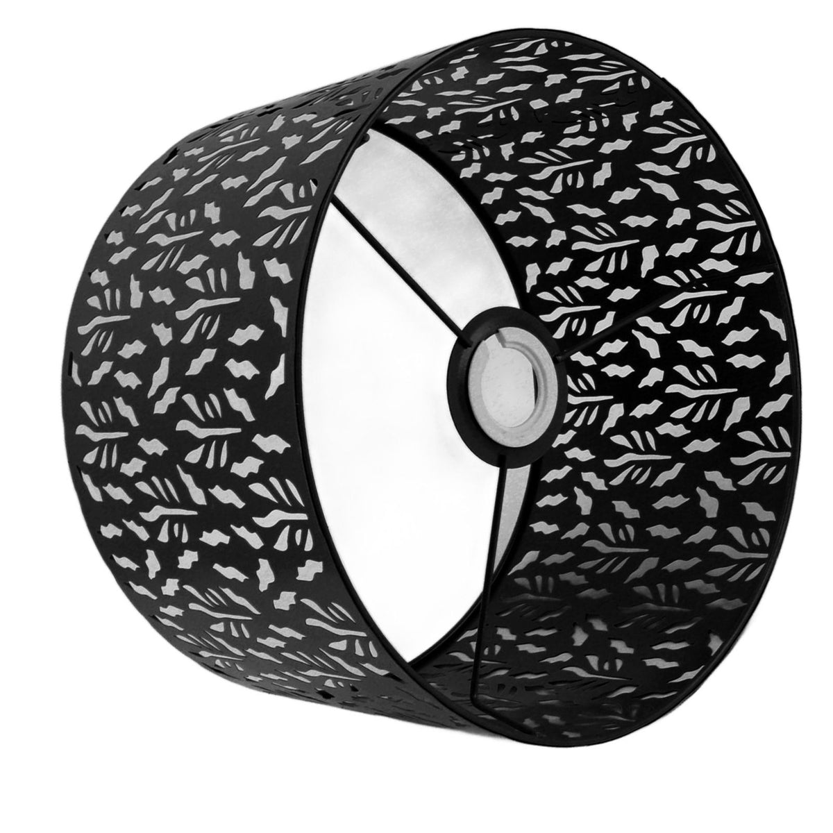 Metal Lamp Shades Hollow Carved Lampshade Modern Style Hollow Lampshade Compatible with E27 E14 Lamp Holder Water Grass Leaf Black