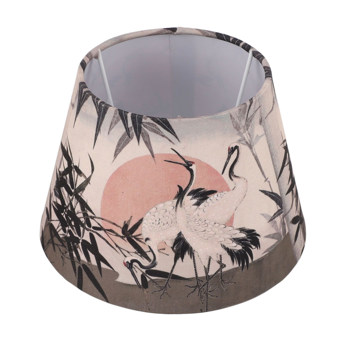 Chinese Style Lamp Shade Cloth E27 E14 Red Crowned Crane Decorative Drum Lamp Shade for Table Floor Lamp Hanging Light