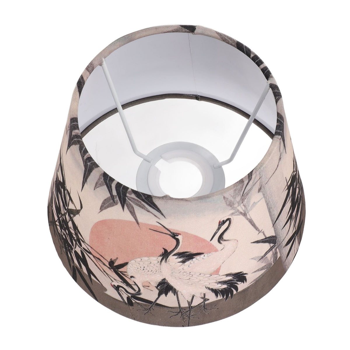 Chinese Style Lamp Shade Cloth E27 E14 Red Crowned Crane Decorative Drum Lamp Shade for Table Floor Lamp Hanging Light