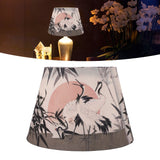 Chinese Style Lamp Shade Cloth E27 E14 Red Crowned Crane Decorative Drum Lamp Shade for Table Floor Lamp Hanging Light - Extra Image