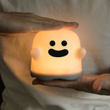 Cute Ghost Night Light Stepless Dimming USB Rechargeable Mini Kids Bedside Lamp Table Decoration for Nursery Bedroom Dorm Smile