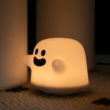 Cute Ghost Night Light Stepless Dimming USB Rechargeable Mini Kids Bedside Lamp Table Decoration for Nursery Bedroom Dorm Smile