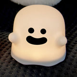 Cute Ghost Night Light Stepless Dimming USB Rechargeable Mini Kids Bedside Lamp Table Decoration for Nursery Bedroom Dorm Smile